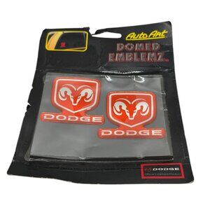 2 Dodge Ram head-hood-back-trunk Domed Red Chrome Emblem Badge Logo Chroma
